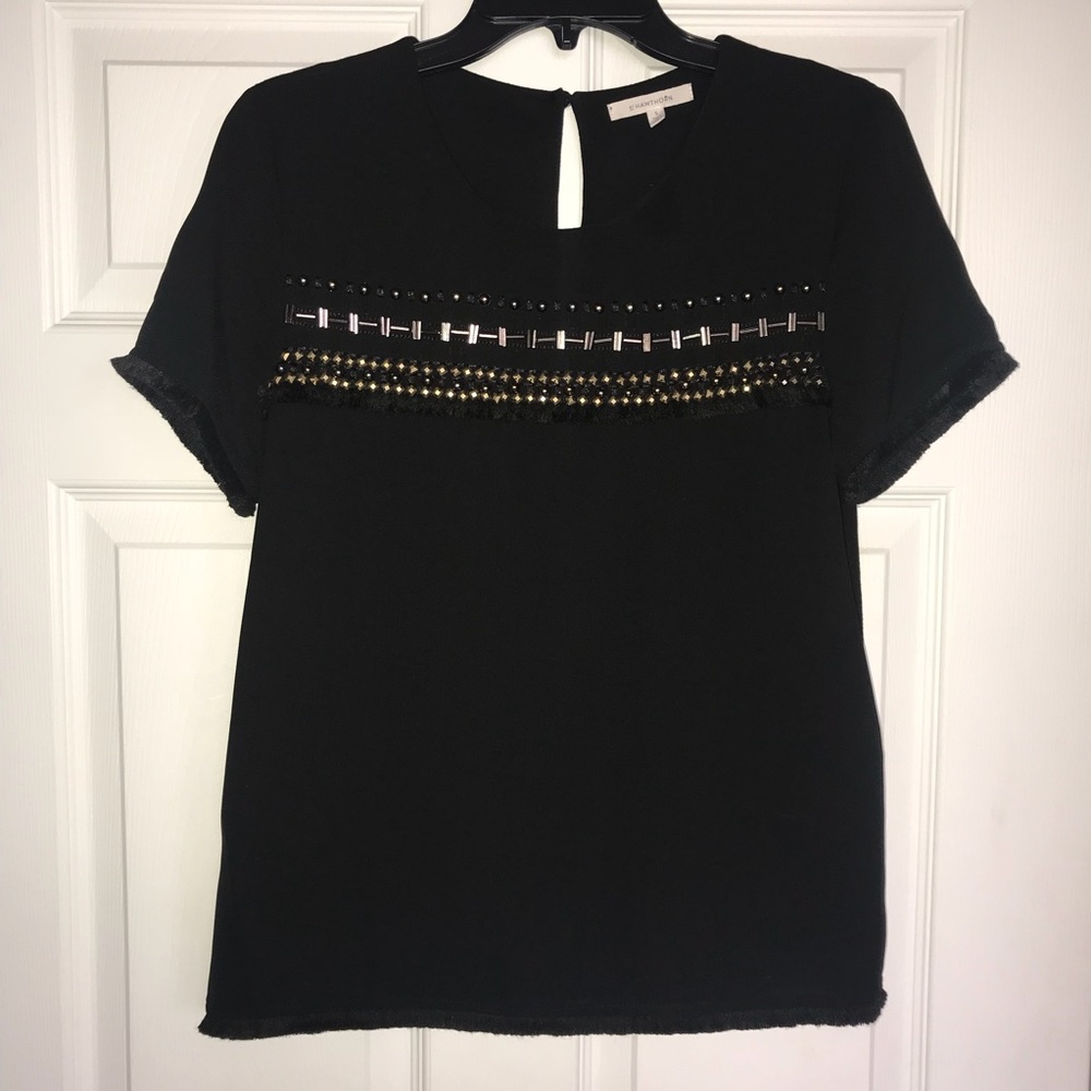 41 Hawthorn Delon Stitch Fix Black Fringe Top